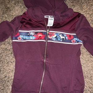 burgundy pink victoria secret zip up jacket
